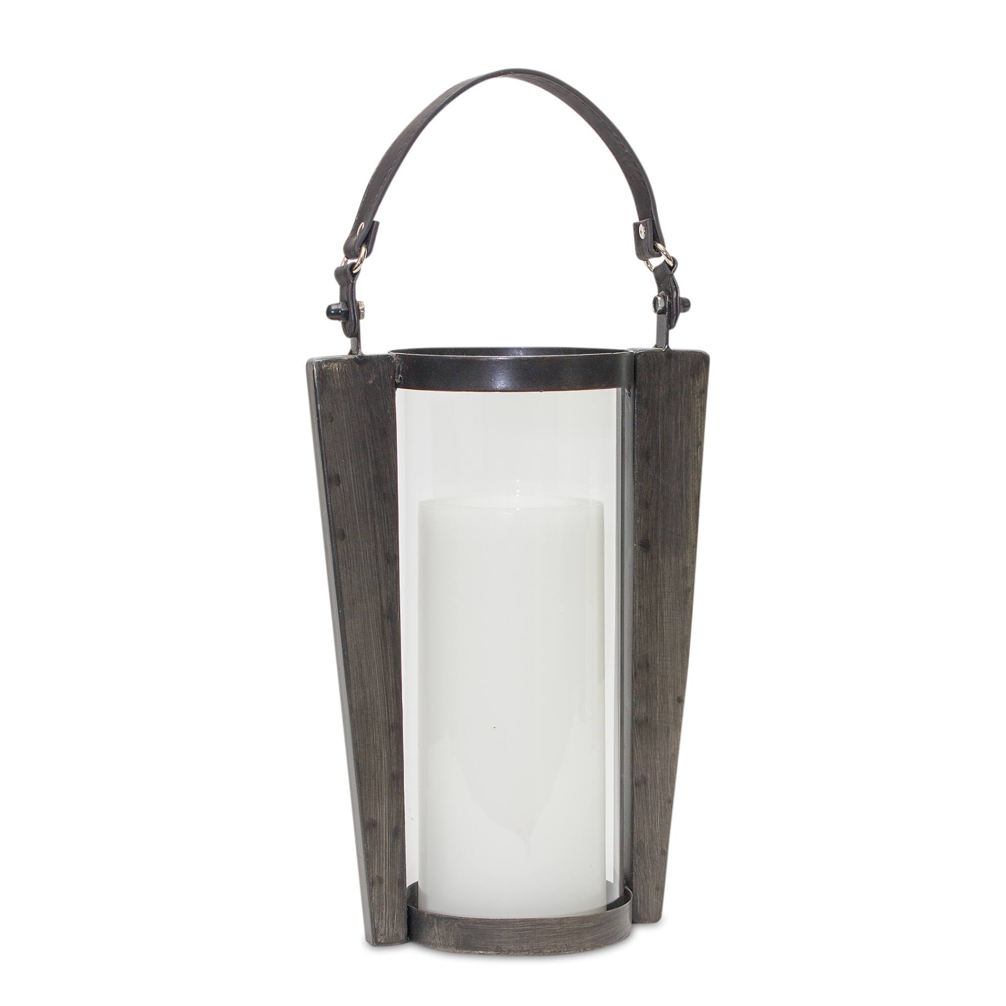 18" Glass and Iron Candle Holder